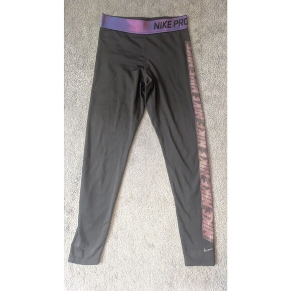 Nike Women’s M Pro Dri-Fit Warm Legging Stretch Black Purple - Picture 1 of 7
